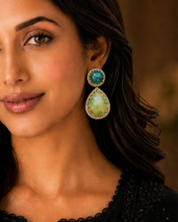 Pastel Green & Blue Teardrop Statement Earrings