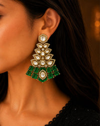 Emerald Green Kundan Statement Earrings