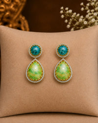 Pastel Green & Blue Teardrop Statement Earrings