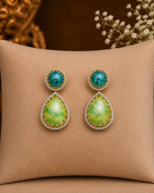 Pastel Green & Blue Teardrop Statement Earrings