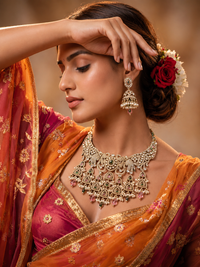Royal Kundan Pink Stone Bridal Necklace Set