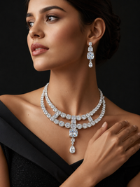 Luxury Diamond-Inspired Necklace & Earrings Set
