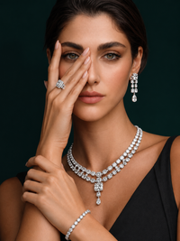 Luxury Diamond-Inspired Necklace & Earrings Set