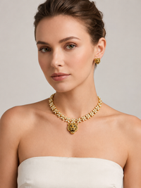 Majestic Tiger Emblem Crystal Necklace Set