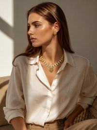Majestic Tiger Emblem Crystal Necklace Set